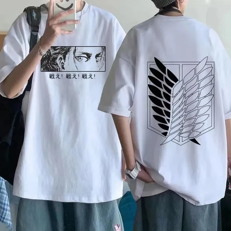 Attack on Titan Shingeki No Kyojin Eren Yeager Anime Streetwear Summer Cotton Casual High Quality Short Sleeve Unisex Tops
