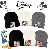 Disney Mickey Mouse Knitting Beanies Hat Men Women Anime Quality Cap Cute Casual Warm Fashion Versatile Cold Cap for Women Hats