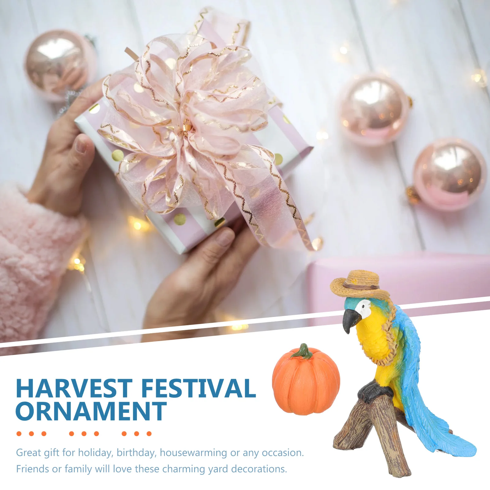 

1Set Garden Parrot Statue Resin Pumpkin Sculpture Thanksgiving Day Outdoor Yard Decoration Garden Parrot Statue Decor