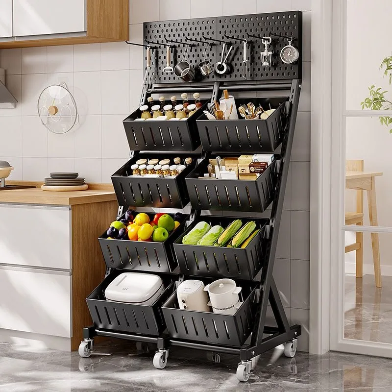 Vegetable shelves, floor-to-ceiling multi-layer kitchen multi-functional shelves, household snack storage racks, vegetable