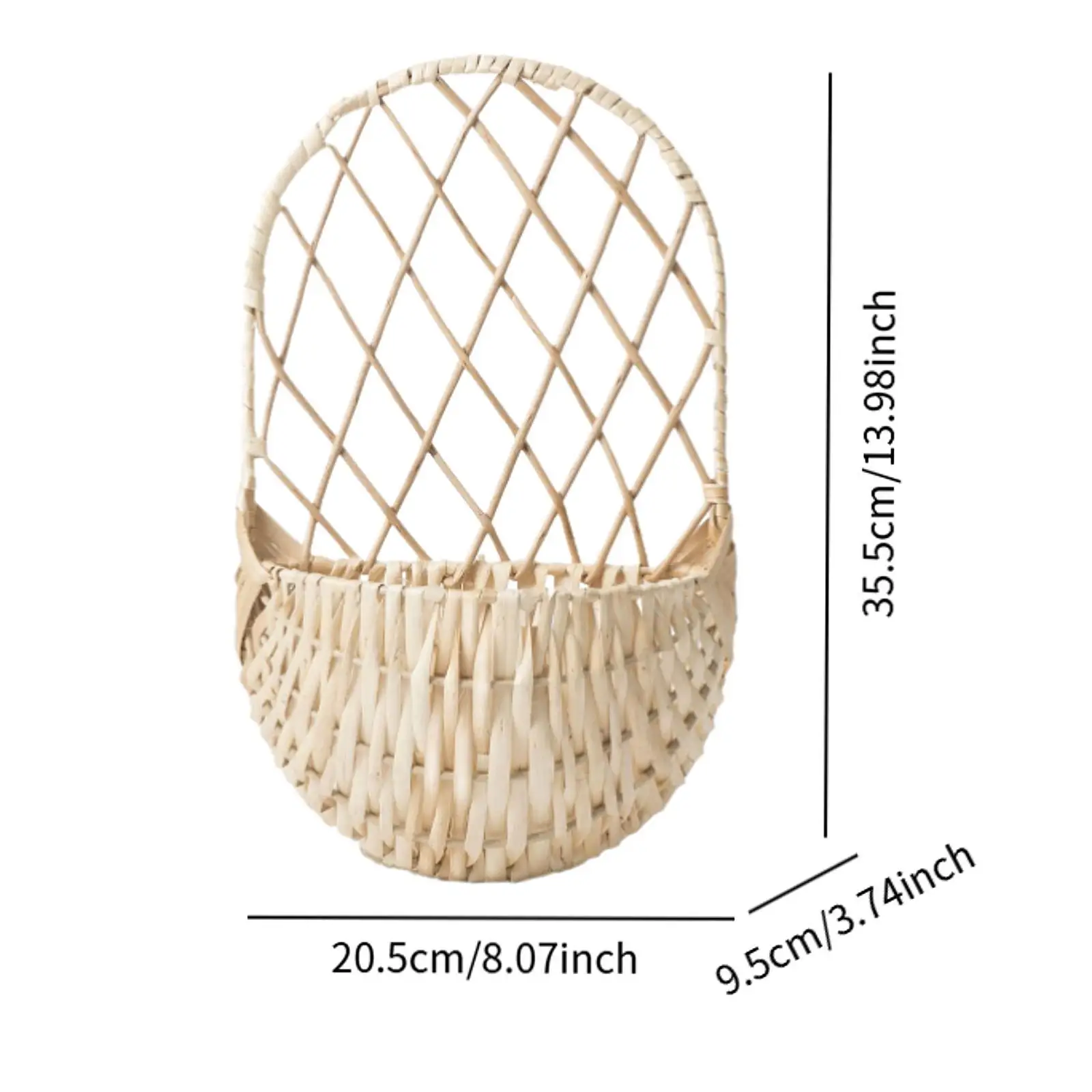 Cesta de vime suspensa, prateleira de parede, arte de parede, cesta de armazenamento suspensa, cesta de parede para plantas de flores, toalhas, chaves, carteira