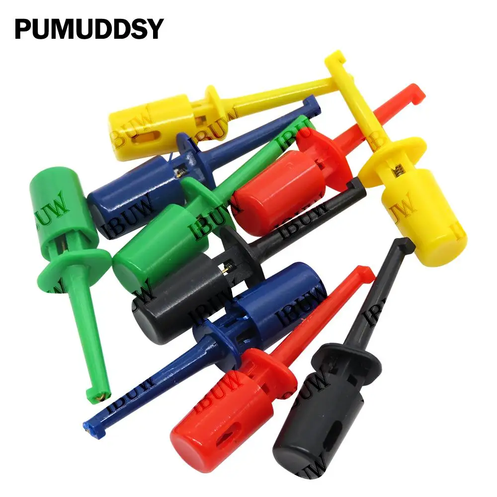 10PCS 43mm 5Colors Test Hook Clip for Electronic Testing, Multimeter Probe KIT,10PCS Each Color
