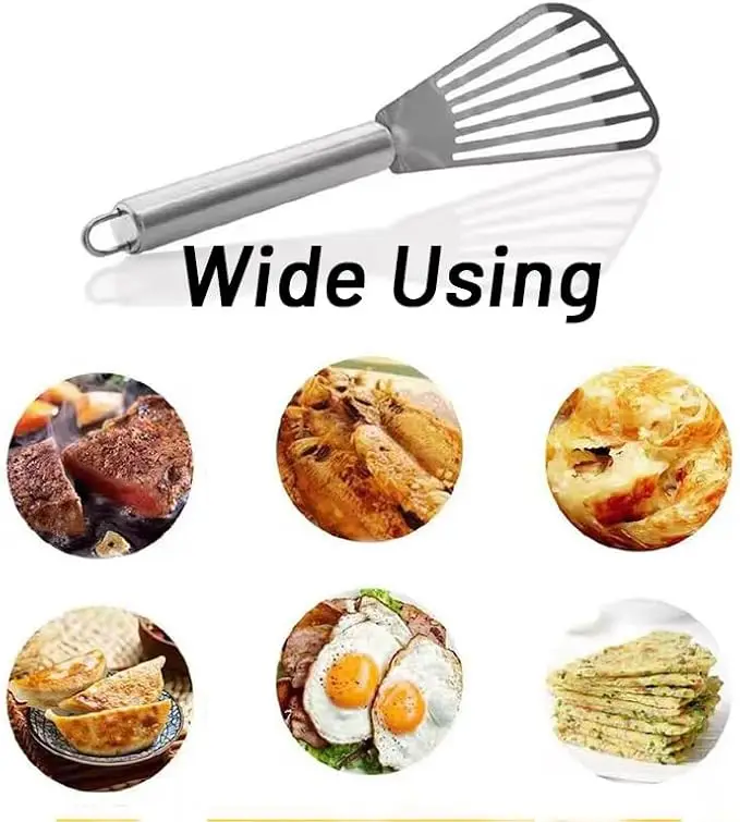 2-упаковка лопатки для рыбы — гибкая полированная металлическая кухонная лопатка с прорезями из нержавеющей стали — металлическая лопаточка