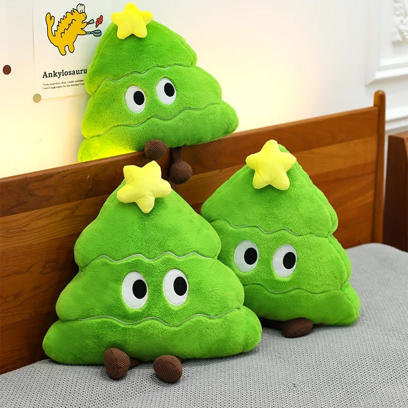 سلسلة شجرة عيد الميلاد الكرتونية مع التعبير شجرة عيد الميلاد القطيفة دمية وسادة عطلة ديكور للبنين والبنات هدايا عيد الميلاد