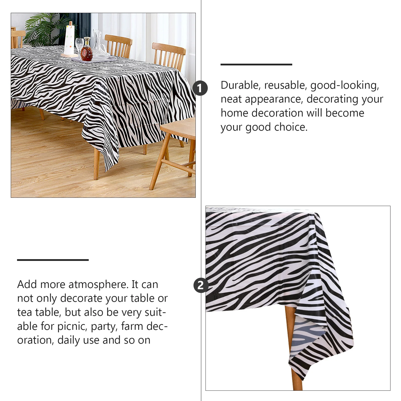

2Pcs Waterproof Tablecloth Decorative Dinner Table Cover Home Party Supplies Lovely Pattern Oil Proof Waterproof Tablecloth