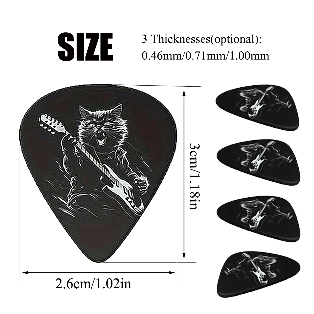 Miwayer 6 قطع من أعواد الجيتار الأصلية 0.46/0.71/1.00 مم، مطبوعة على الوجهين، أعواد الجيتار/هدية مثالية لمحبي الموسيقى