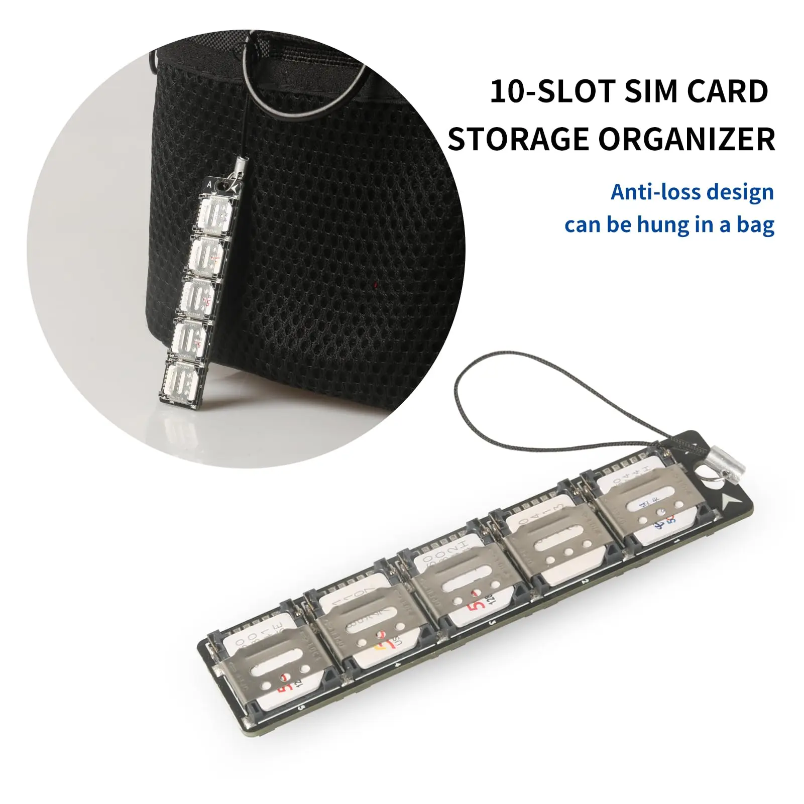 لحامل حقيبة صندوق التخزين لبطاقة SIM النانو والدبوس، منظم تخزين بطاقة SIM المدمجة، يأتي مع حبل ودبوس البطاقة #5