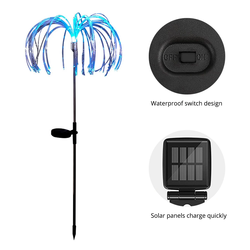 Lámpara Solar de medusas de fibra óptica para exteriores, luz LED decorativa de ambiente colorido, impermeable para jardín, Villa, área, patio, césped