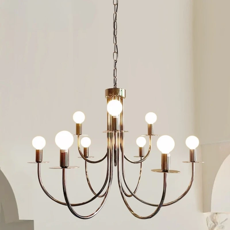 

American Curved Shape Black Wrought Iron Chandeliers White Glass Ball Pendant Lights Living Room Restaurant Hotel Hanging Lamps