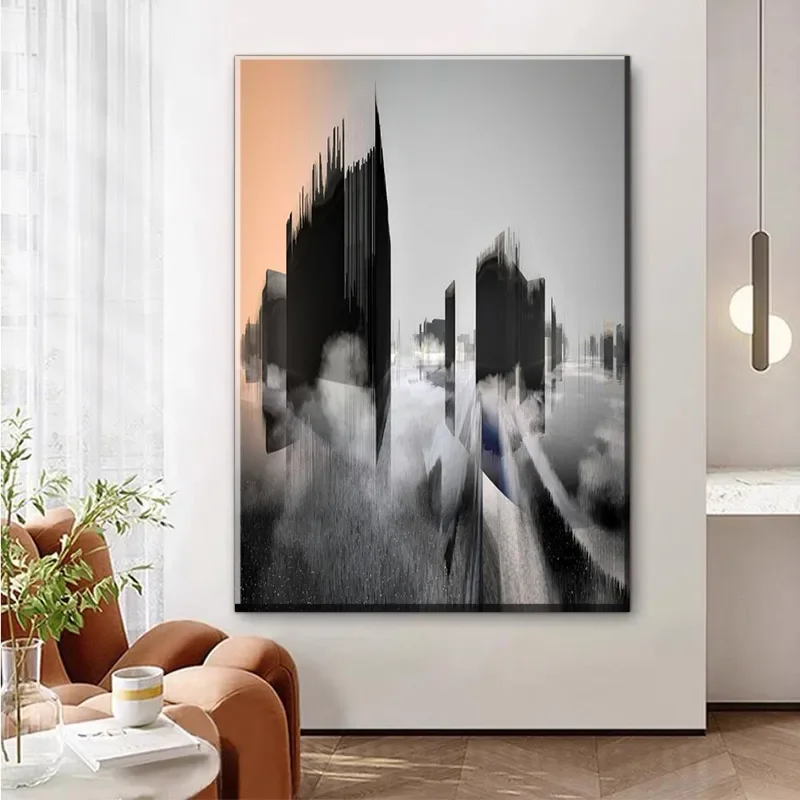 

Modern Landscape Painting, Geometric Canvas Painting, Abstract Architectural Posters, Hanging Printed Murals, Family Gift Frame