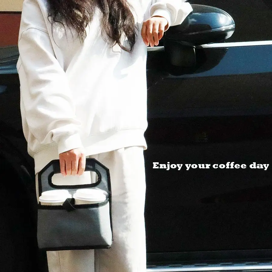 Drink Carrier For Delivery Portable Drink Tote Bag Drink Carrier With Handle For Daily Commuting Outdoor Activities Parties
