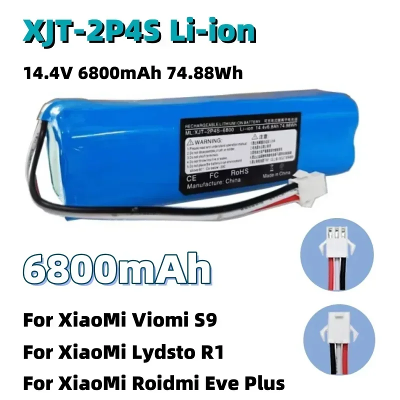 2024 100% original Xiaomi 14.4V lithium battery 2P4S battery 5200mAh 6800mAh 9800mAh Viomi S9 Lydsto R1 Roadmi Eve Plus