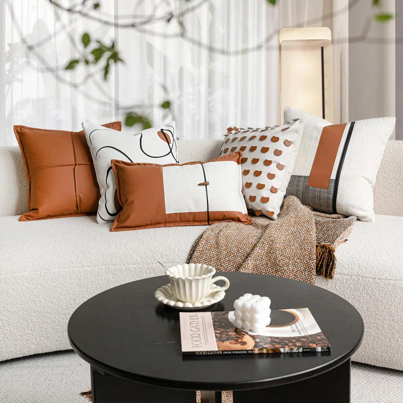 30X50/45X45M Brown Throw Pillow Cover Spliced Light Luxury Waist Cushion Cover Decor Home Decorative Pillowcase 2026 New