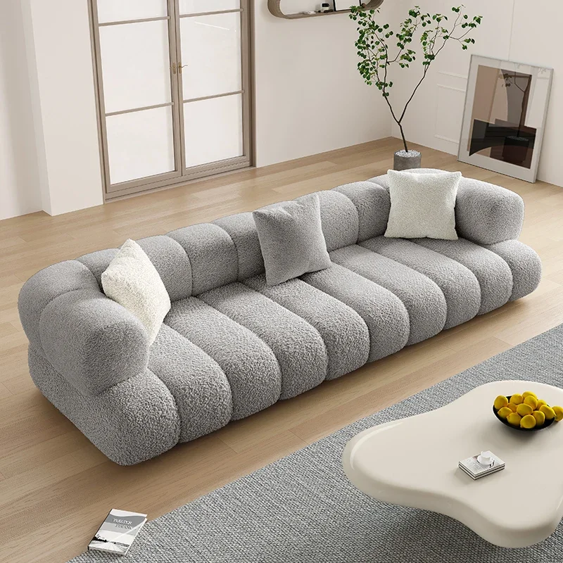 

#Nordic Modern Light Luxury Contracted Living room Furniture Leisure Cream Cotton Candy Cloth art Sofa high-end White b&b Sofa#