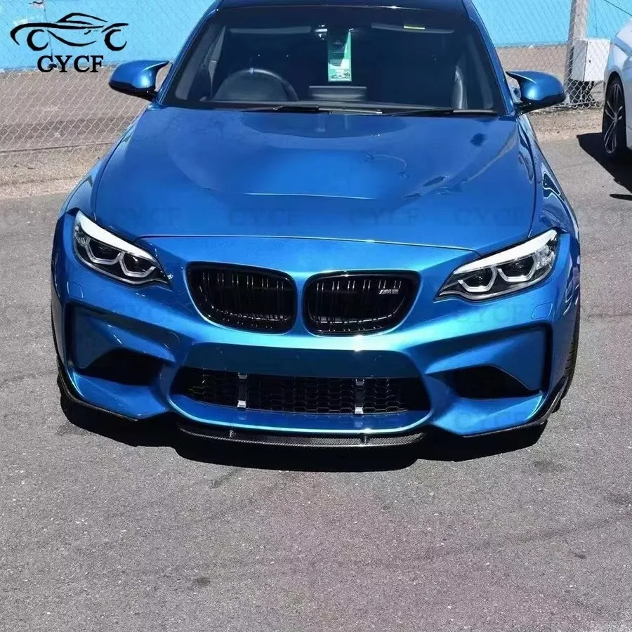 For BMW F87 M2 2014 - 2021 Carbon Fiber Front Lip Spoiler Short Chin Apron Bumper Shovel Guard Plate Car Styling Upgrade body ki