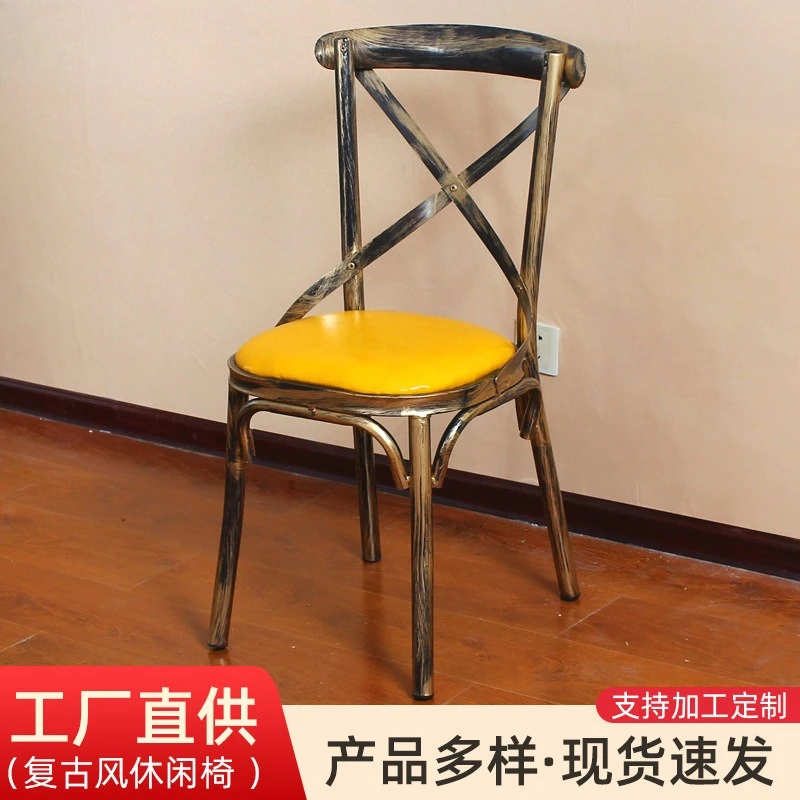 

Retro Fork Back Chair Theme Restaurant Old Dining Chair Home Country Hotel Dining Table and Chair Western Restaurant