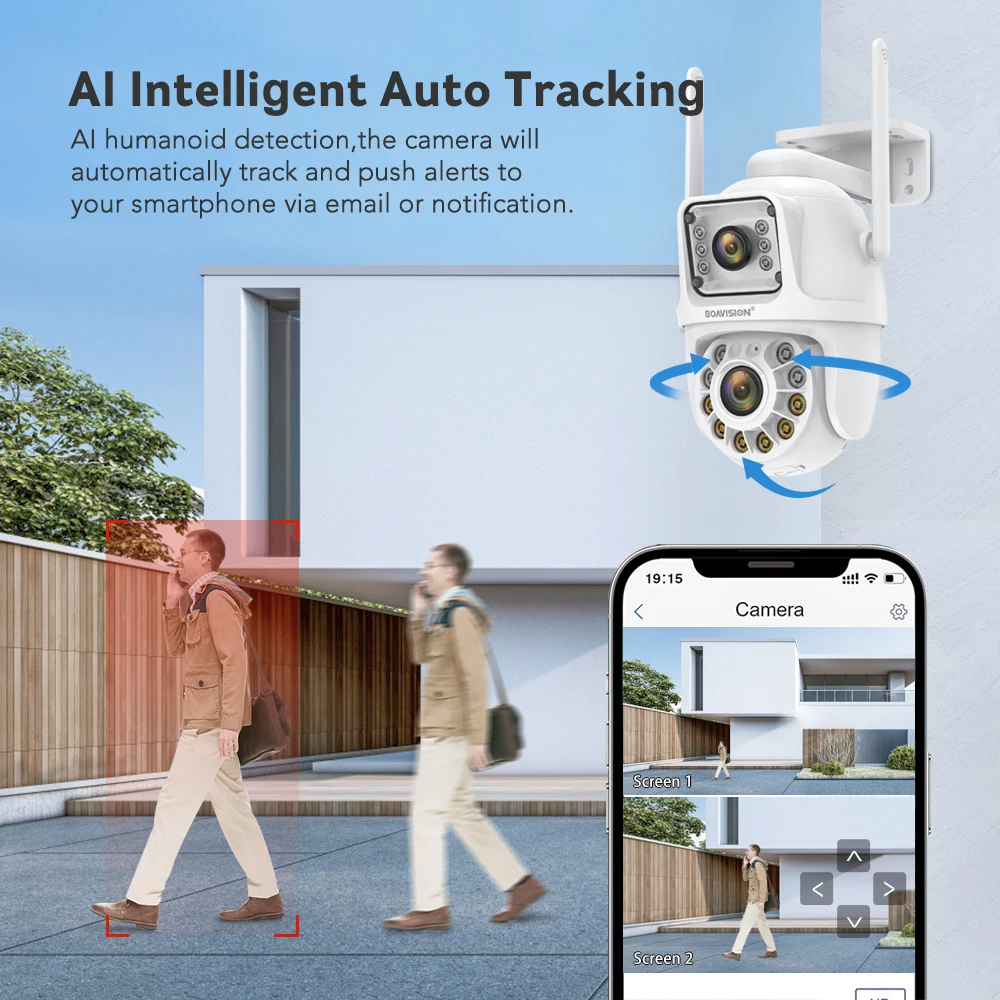 Imagem -04 - Câmera de Segurança Ptz Dual-lens ai Auto Tracking Detecção de Humanoides Tela Dupla Tela Dupla ai Áudio Bidirecional Aplicativo Camhipro Wifi 4mp