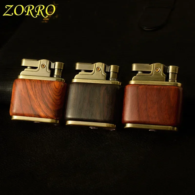 Zorro 582 Classic Kowtowing Machine, Wooden Shell Kerosene Lighter, Old-fashioned Nostalgic Grinding Wheel Igniter