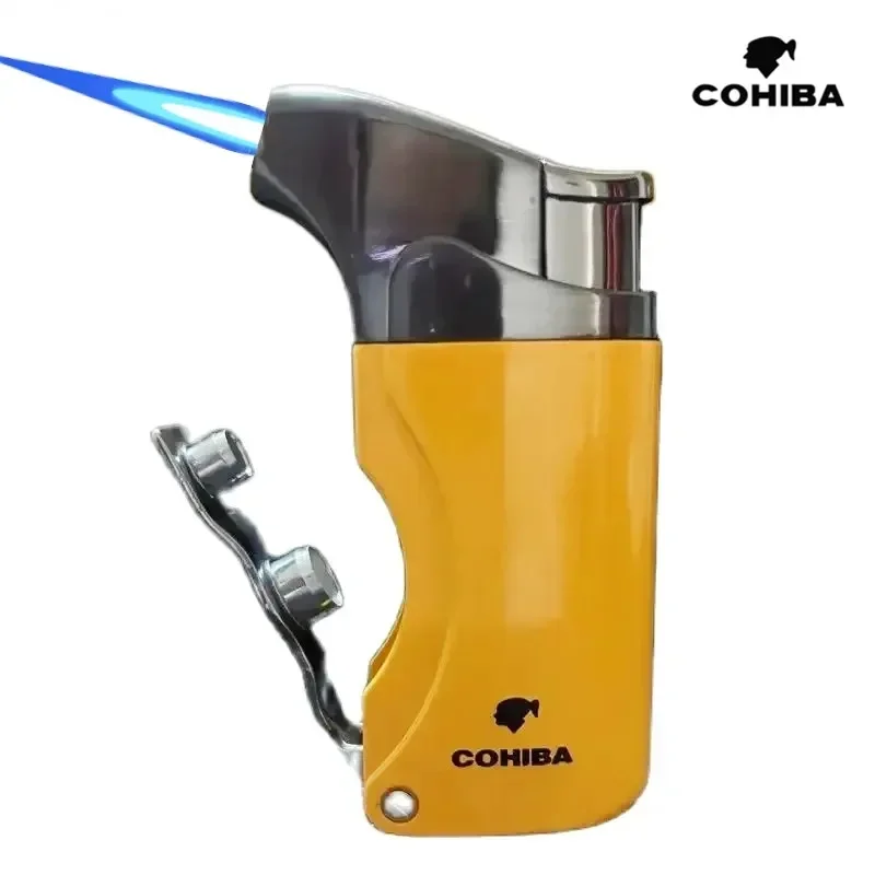 

COHIBA Cigar Lighter Elbow Jet Flame Gun Lighter and Cigar Stamping Metal Electronic High-end Boutique Men's Smoking Tool Gift