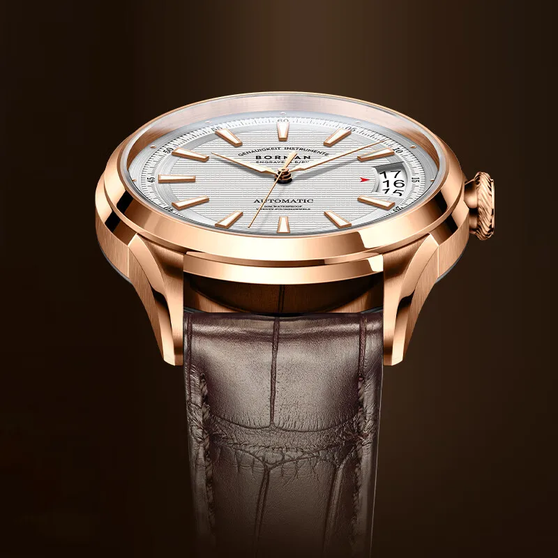 ساعة بورمان أوتوماتيكية للرجال 43.5 ملم ساعة يد ميكانيكية 50 متر مقاومة للماء ياقوت Lumious تاريخ شبكة الاتصال الهاتفي