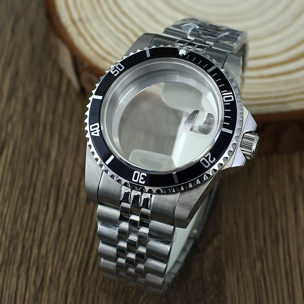 Caja de reloj Vintage NH35 de acero clásico de 38mm, zafiro para Retro Submariner Seiko NH35 NH36 4R36, piezas de buceo, pulsera de Jubileo