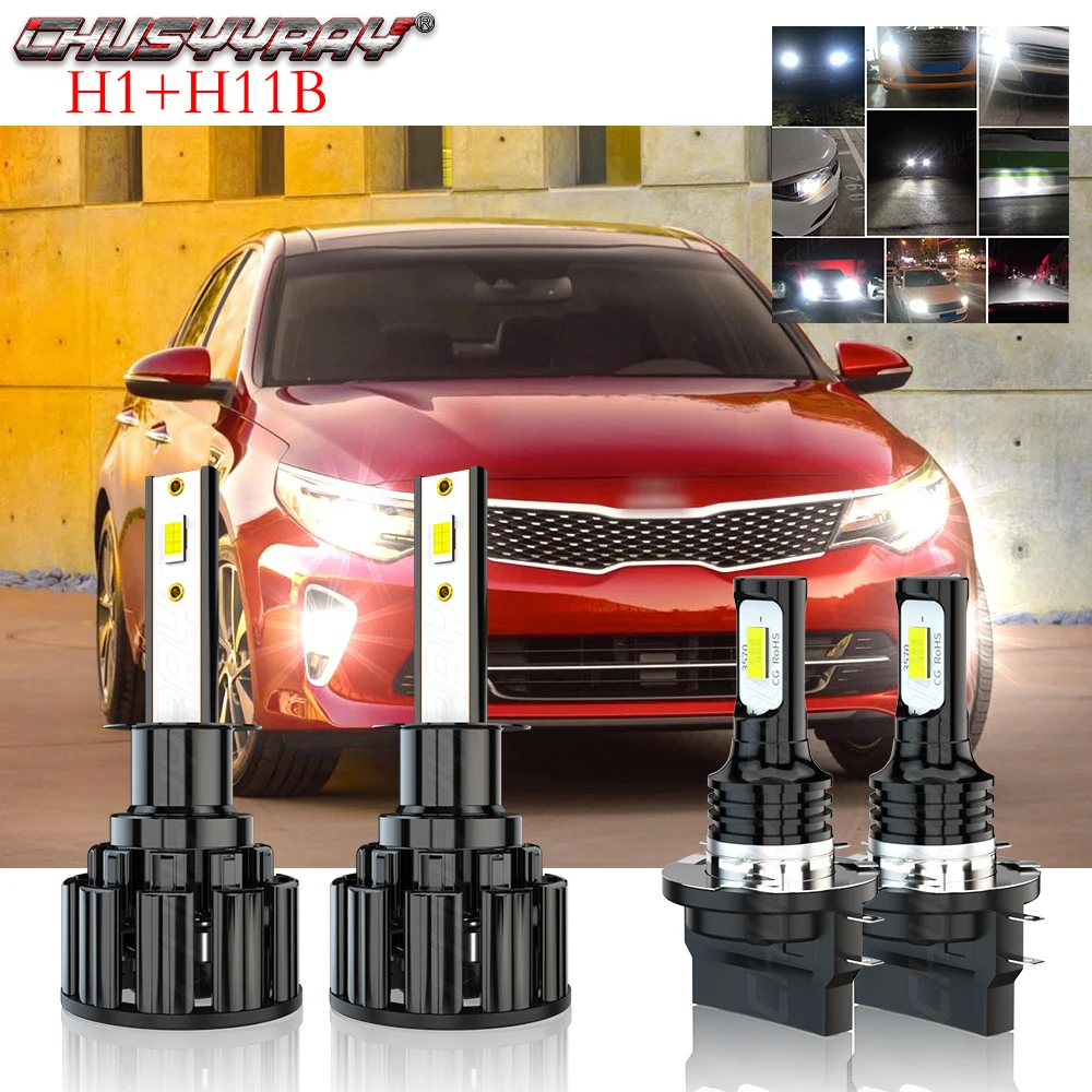 

CHUSYYRAY Car lights Combo H1 H11B LED Headlight Bulbs Kit High Low Beam Compatible For 2011-2012 2013 Kia Optima Car accessory