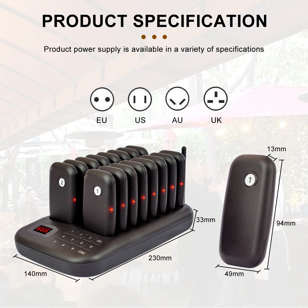 CATEL CTP303 16 Fast Food Restaurant Pager 1 Keyboard Transmitter Pager System Call Waiter Wireless Calling Buzzer Pager