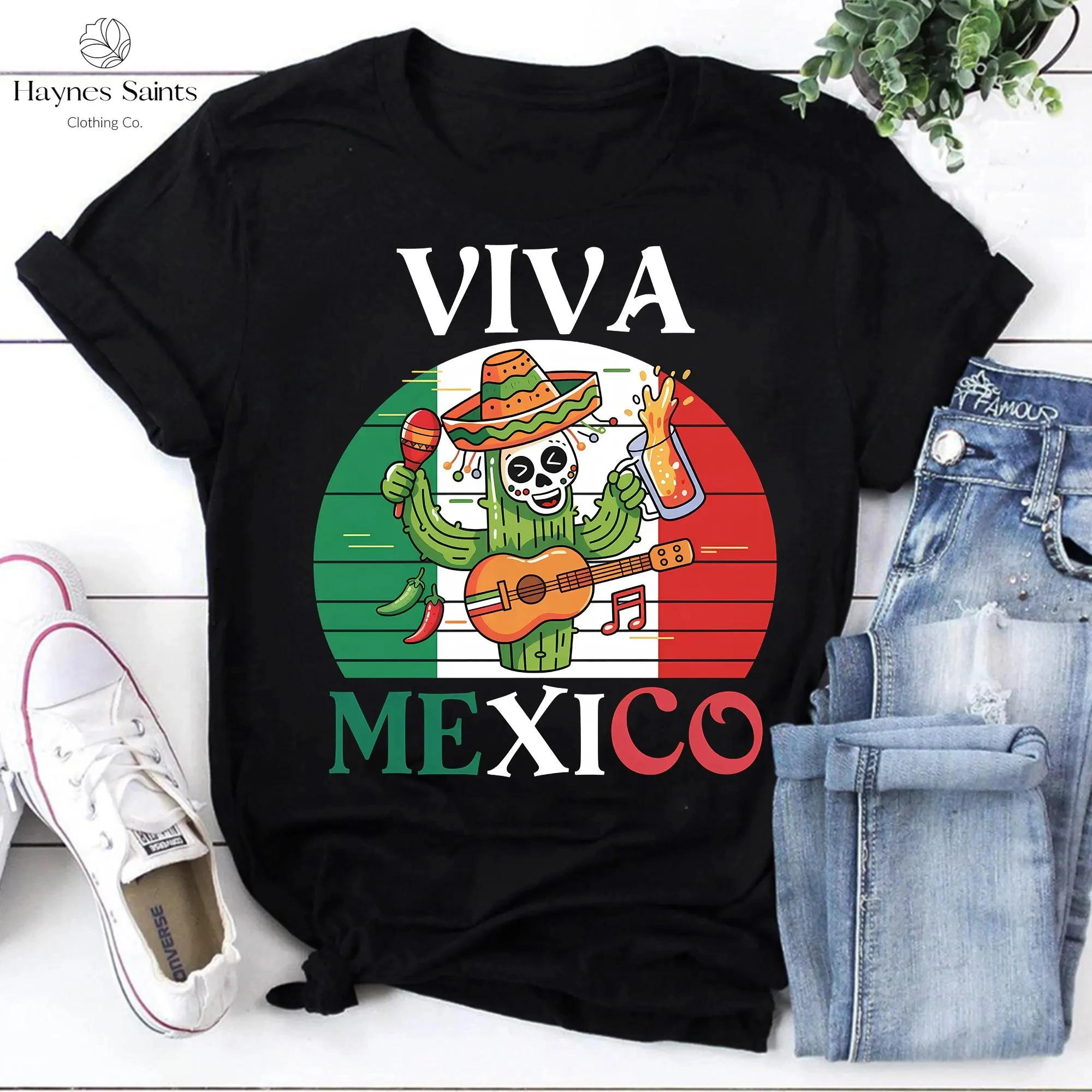 

Винтажная футболка Viva Mexico, футболка с забавным рисунком, футболка с черепом кактуса для Cinco De Mayo, мексиканская шляпа, рубашка для вечеринки с пивной гитарой