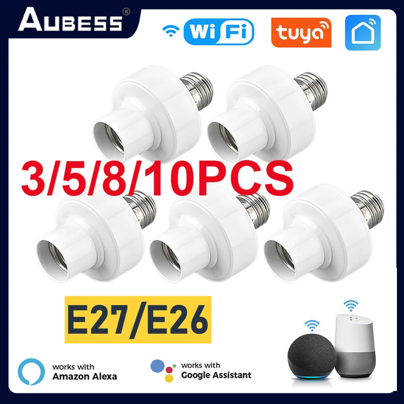 Tuya WiFi Smart Light Bulbs Adapter E27 E26 LED Lamp Holder Base AC85-250V Via Smart Life App Voice Control Alexa Google Home