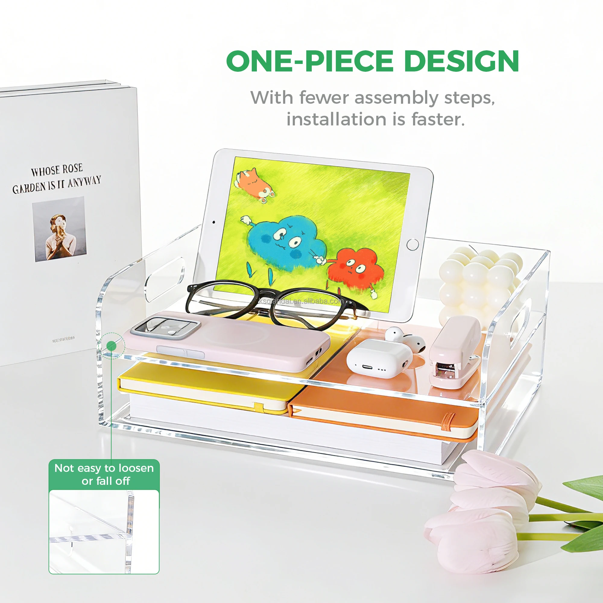 Factory OEM Luxury Transparent Stackable Acrylic 2-Tier Clear A4 Paper Tray Desk Magazine File Organizer for Home School