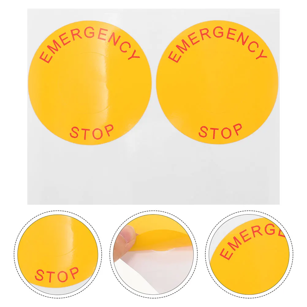 

4 Pcs Warning Signs Emergency Stop Equipment Sticker Decal Caution Stickers Label Decals Pvc Self-adhesive
