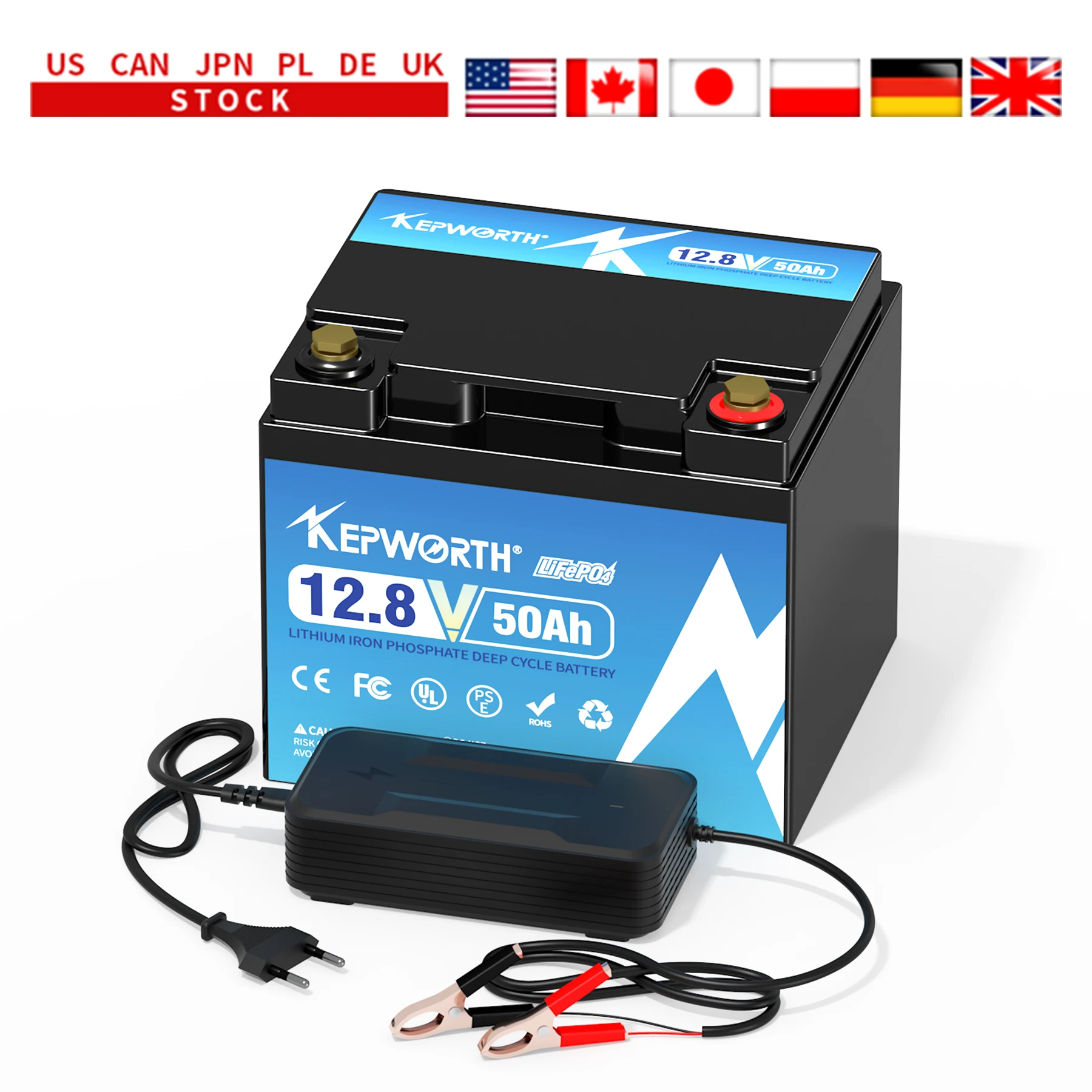 New Lithium Iron Phosphate Battery, 12.8V 50Ah 100Ah, Deep Cycle, LiFePO4 for Motors, Scooters, Campers, Golf Cart, Off-Road