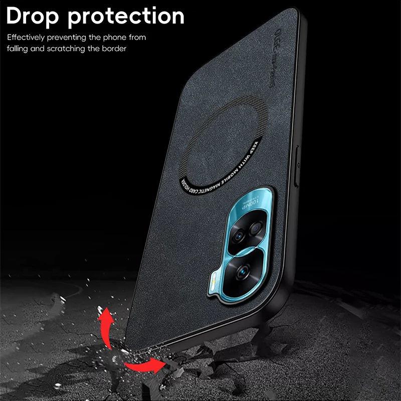 Magnetic Retro Leather Soft Case For Honor 90 Lite Honor90 Lite 5G Wireless Charging Phone Case Cover