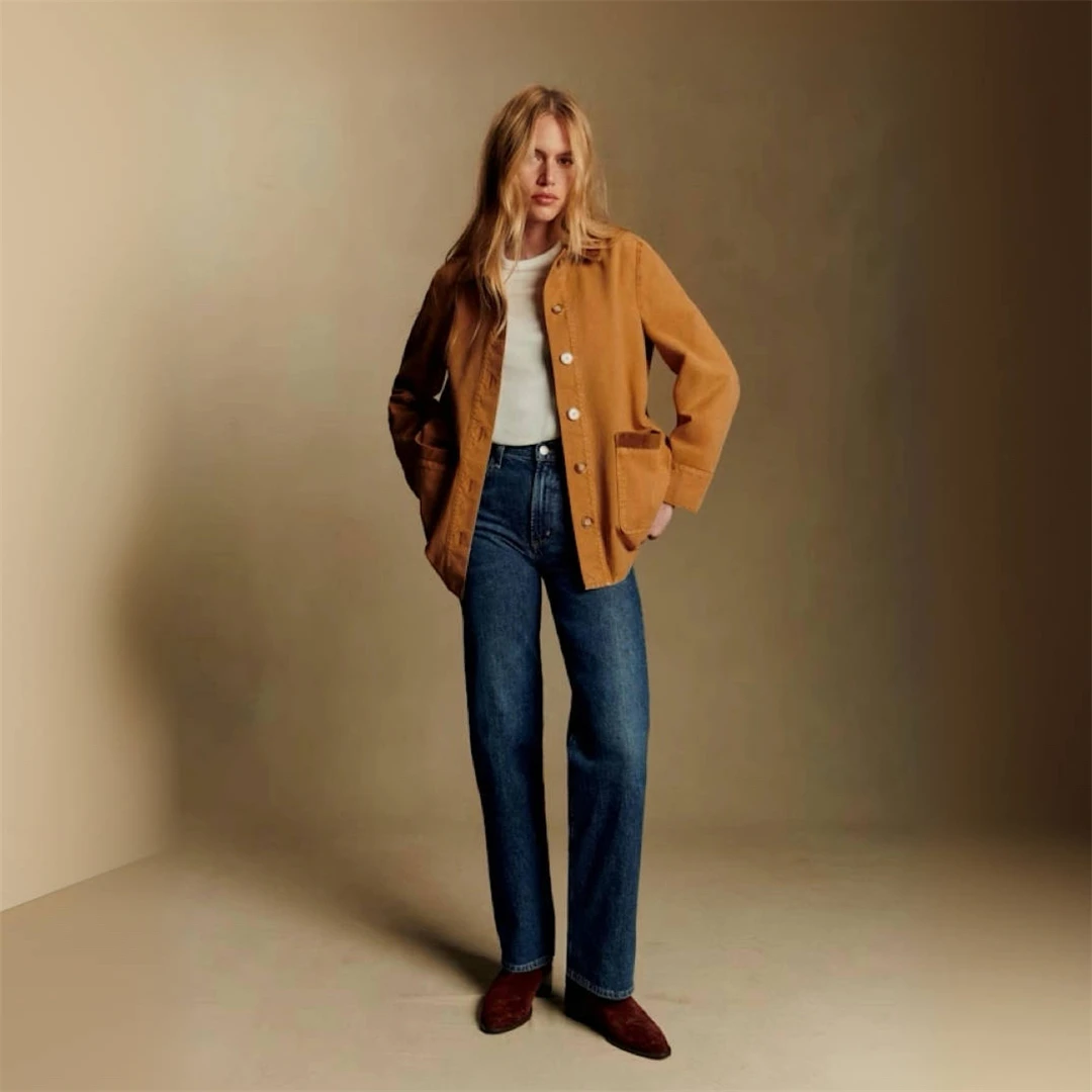 

Paris Seza Autumn 2025 Women's Casual Style Loose Fit Corduroy Jacket Earth Tone Long Sleeve Button up Shirt No Pocket