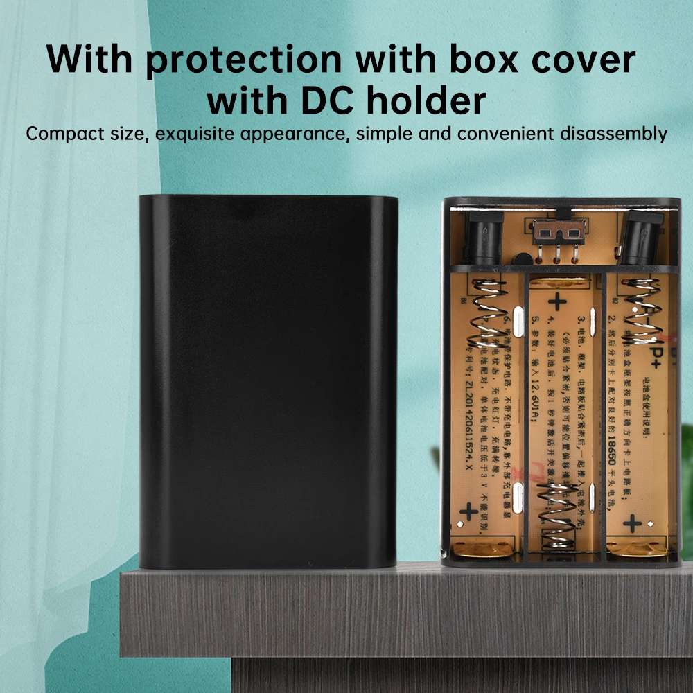 DC 12V 3A Power Bank Box 3-cell Welding Free 18650 Battery Box with DC5521 Interfaces for Cellphone WiFi Router LED Light