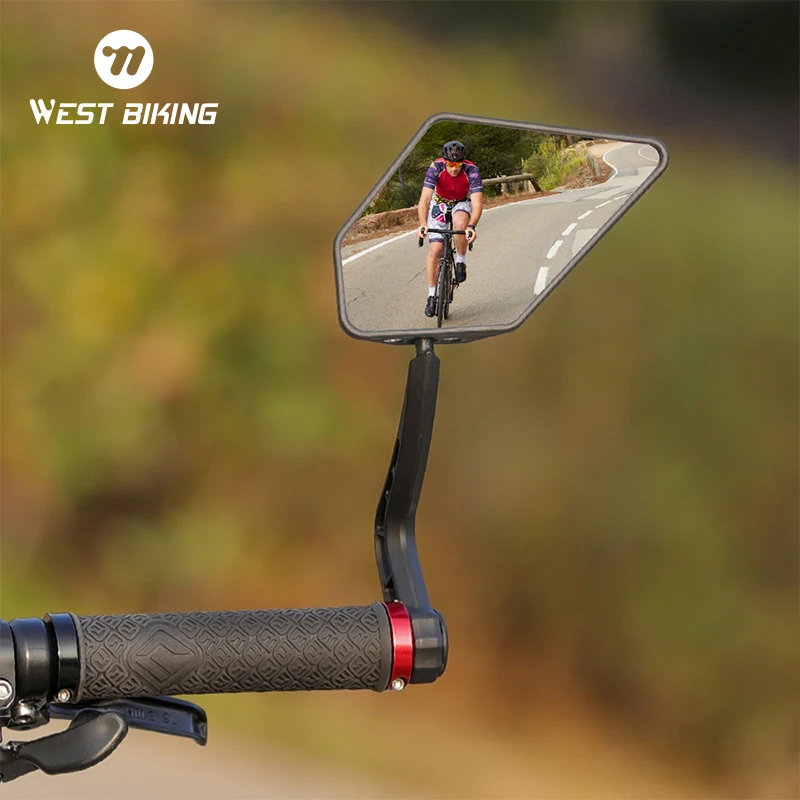 WEST BIKING Enlarged Bike Rearview Mirror Adjustable Wide Range Back Sight Reflector Scooter E-Bike Bicycle Handlebar Mirror