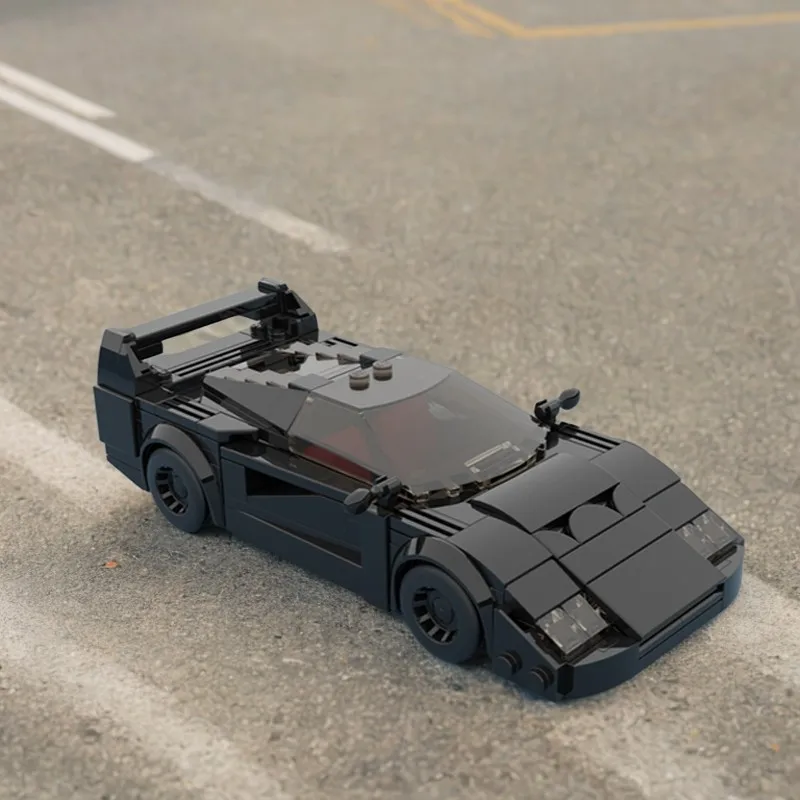 

322pcs MOC Speed Champions Ferraried F40 Blackout Black Sports Car Model Building Blocks Educational Toys Birthday DIY Gift