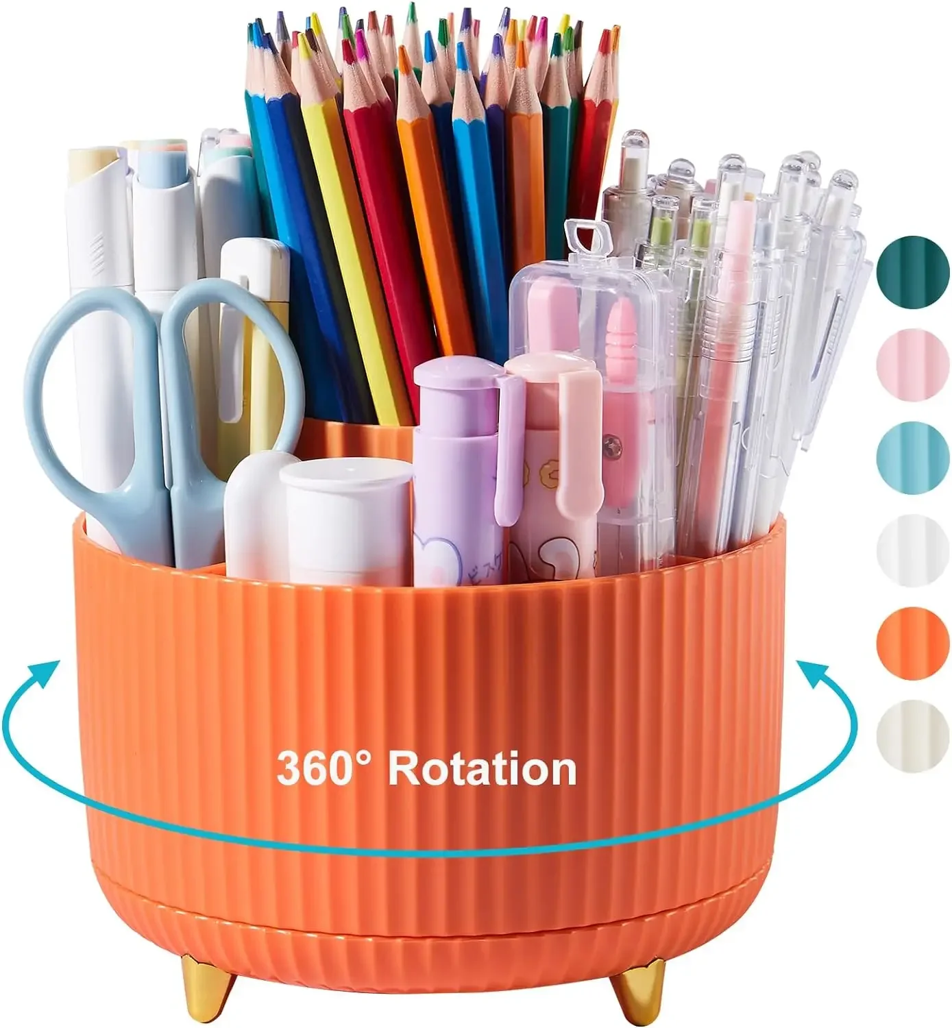 Portalápices con rotación de 360 grados, 5 ranuras, organizador de bolígrafos de escritorio de oficina, taza de lápiz multifuncional, soporte para