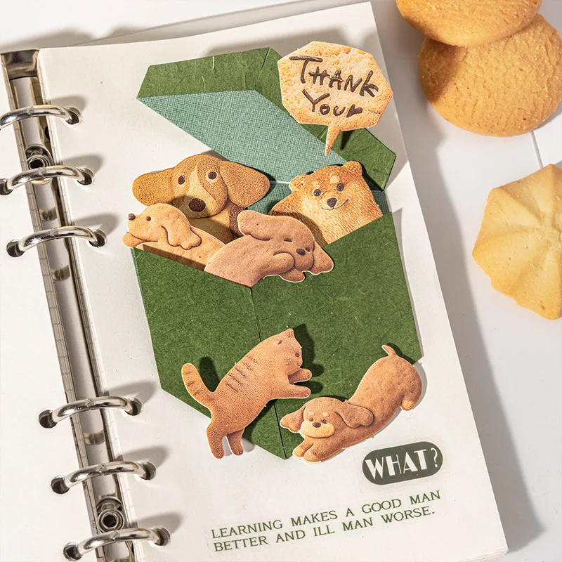 1 Packung/2 Packung, 4 Designs, realistische Keks-Hartkarte, Aufkleber-Set, Keks, Chit, Chat, Heilung, Serie, warmer Stil, Scrapbook-Material