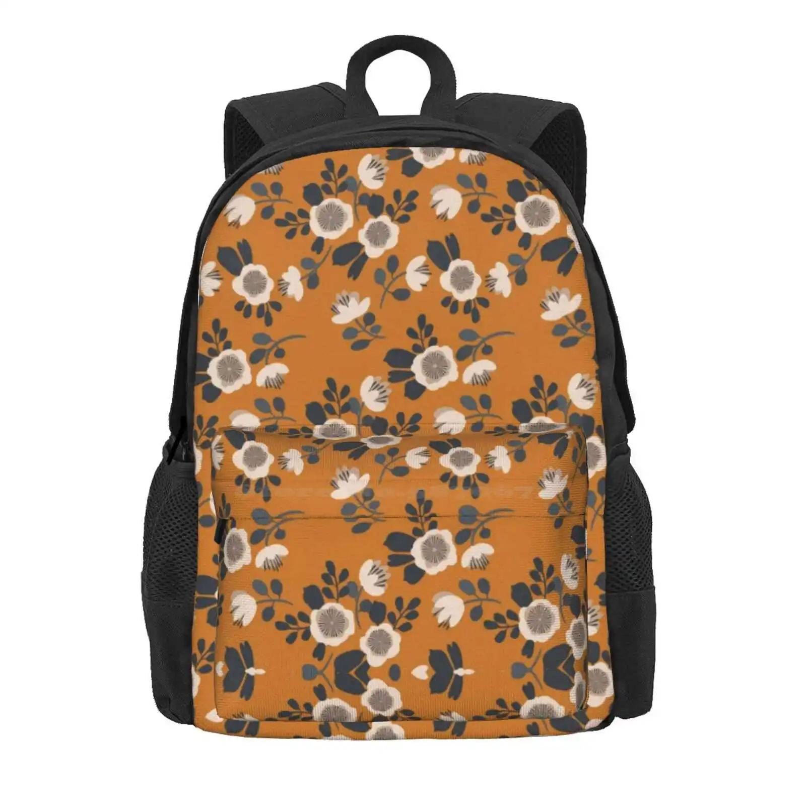 Vintage Roses Hot Sale Schoolbag Backpack Fashion Bags Floral Pattern Vintage Retro Mustard Flower Rose