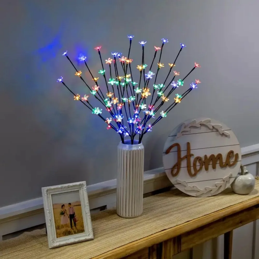 1 قطعة 20LED صندوق بطارية شجرة زهر الكرز فرع ضوء سلسلة ، مناسبة لغرفة النوم وغرفة المعيشة والديكور المنزلي