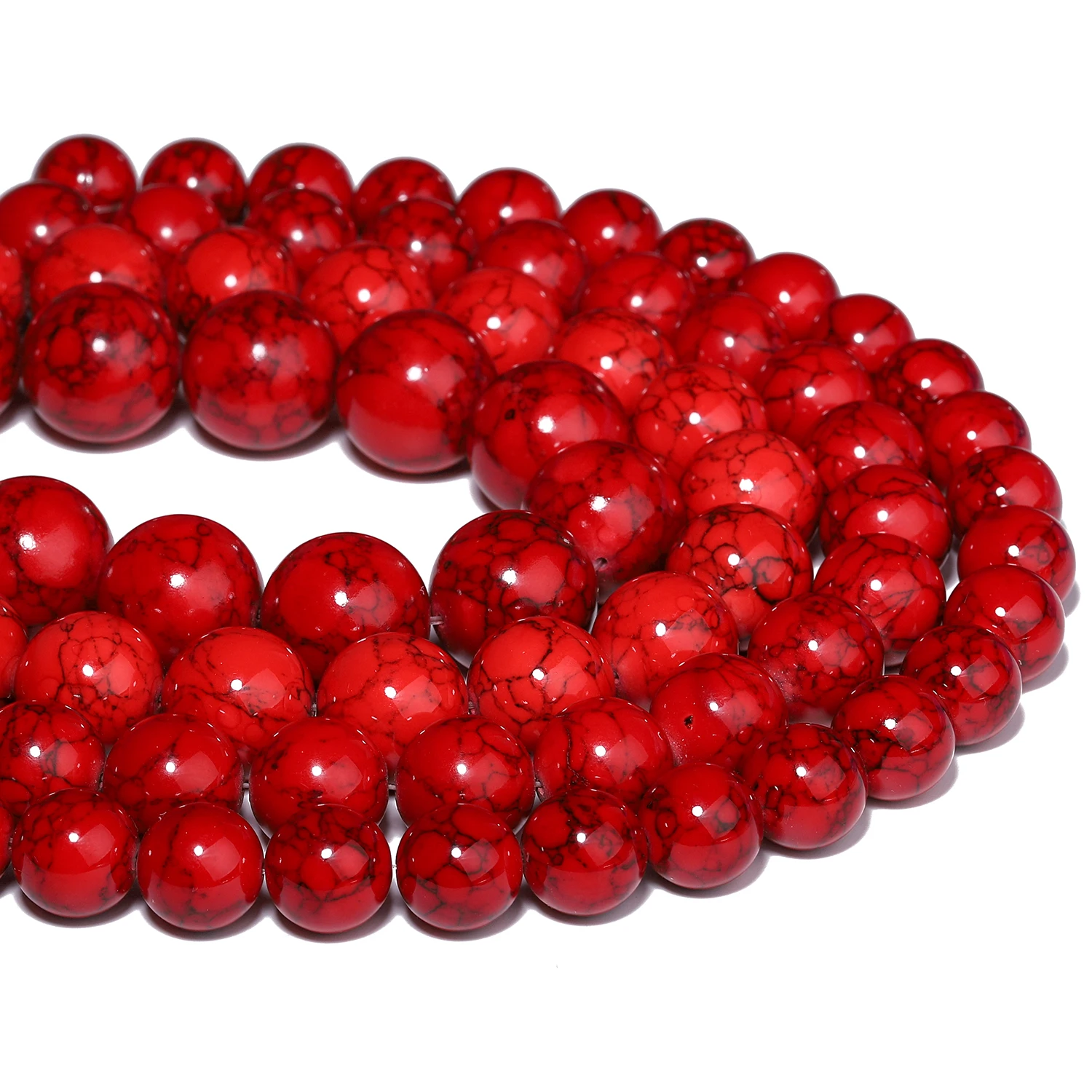 14/16/18/20mm Large Size Red Synthesis Howlite Beads Round Spacer Beads for Jewelry Making DIY Charms Bracelets Accessories