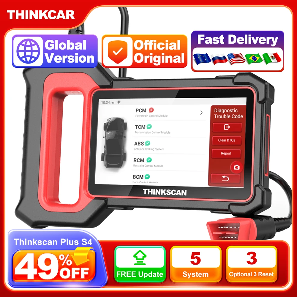 THINKCAR THINKSCAN PLUS S4 S7 ABS SRS ECM System Car Diagnostic Tools OBD2 Auto Scanner OBD 2 Code Coder Reader Free Update