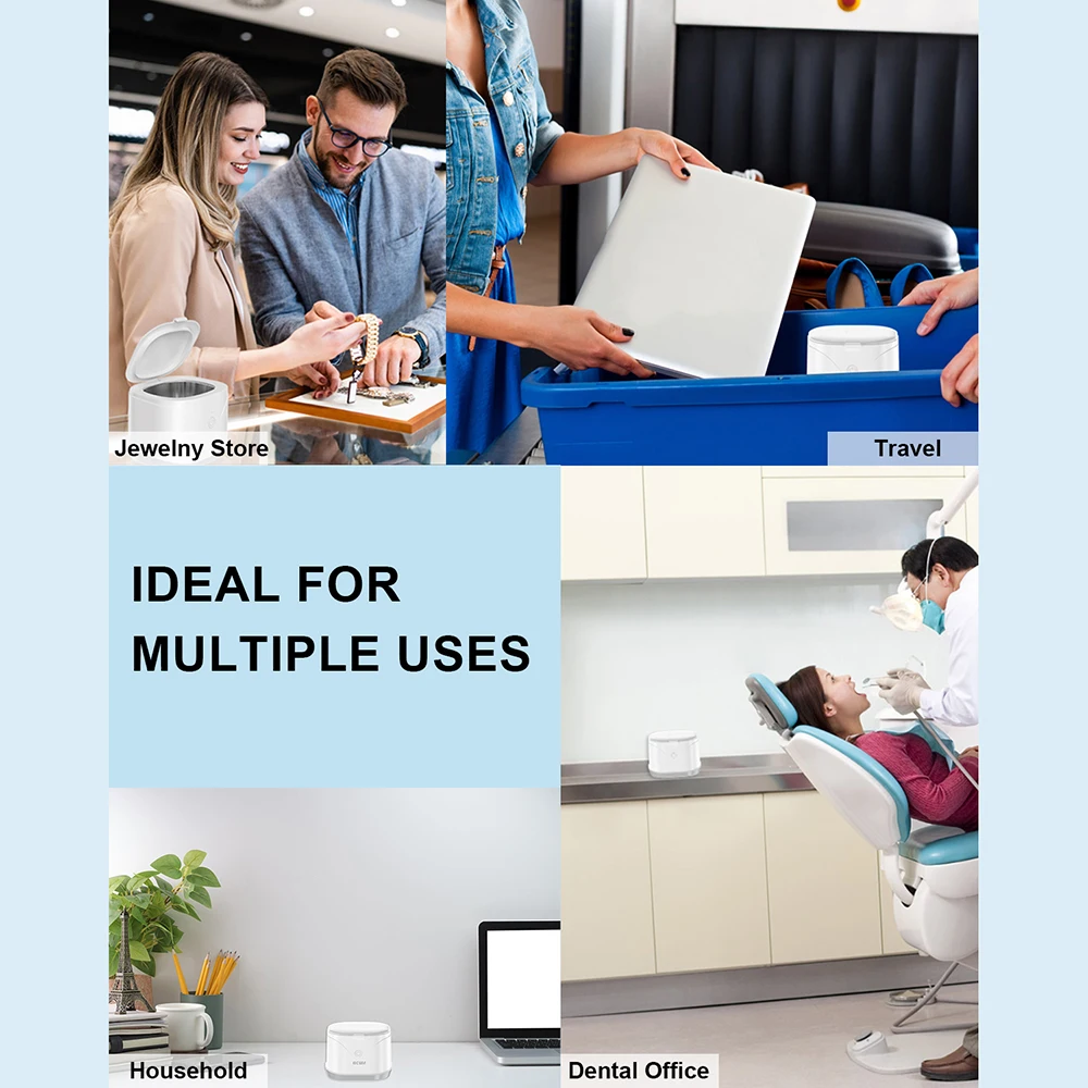 KUNPHY 새로운 초음파 클리너 46000Hz 충전식 휴대용 고주파 진동 안경 쥬얼리 청소 기계 가정용