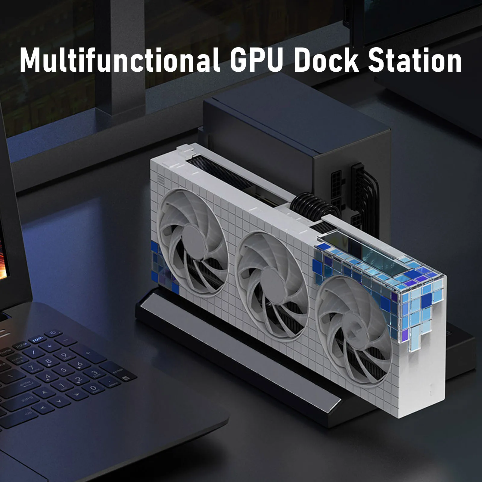 

GPU Enclosure External GPU Dock Station Aluminum Alloy 64Gbps Fast Data Transfer Black ATX SFX Support PCIE X16 for Laptops