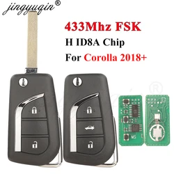 jingyuqin New 433Mhz FSK Flip Remote Car Key for Toyota 2018+ Corolla RAV4 Hice Wildlander 2/3B VA2 Keys Fob Control H ID8A Chip