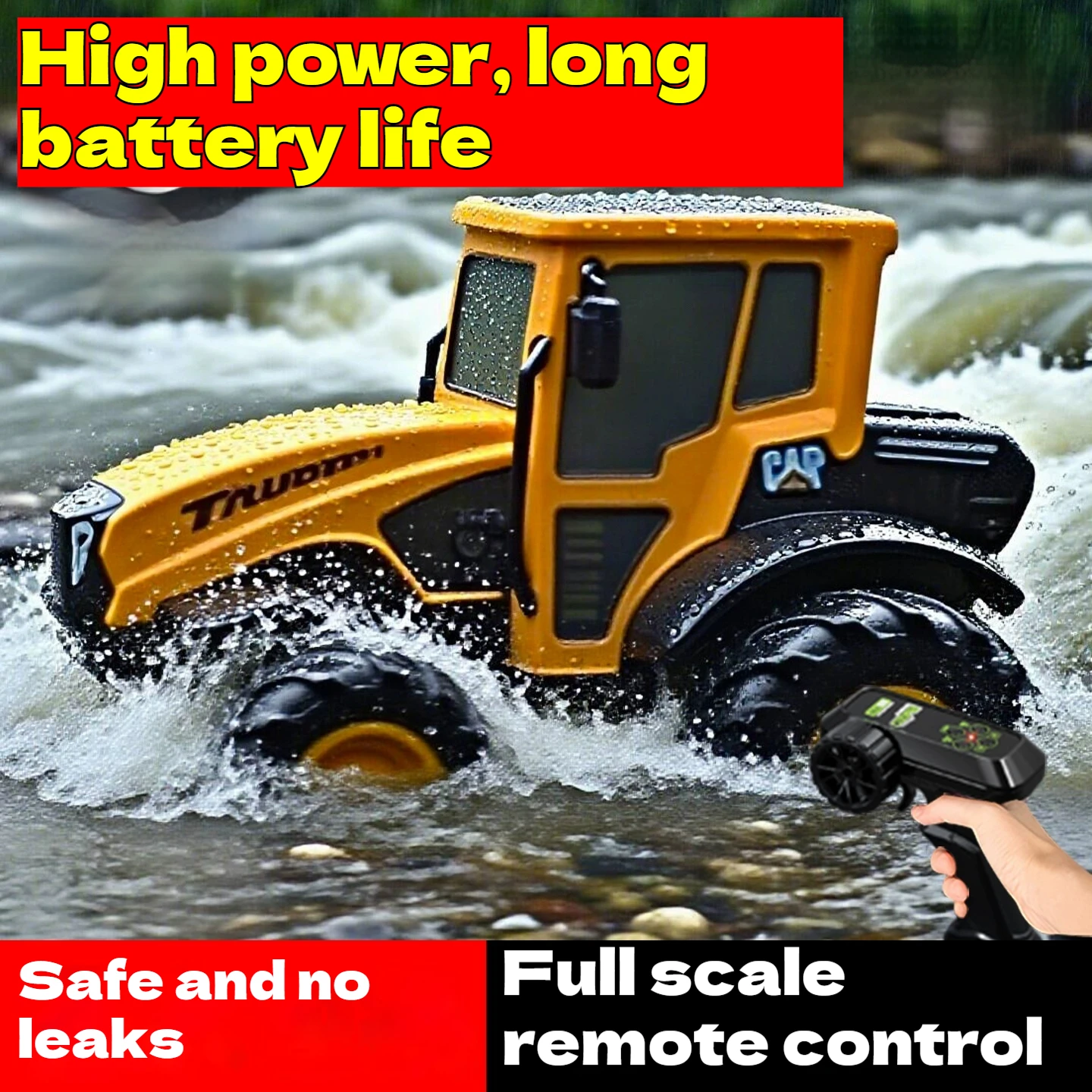 

Aquatic farmer car all-terrain amphibious head driving large capacity battery rotating in situ boy toy car gift