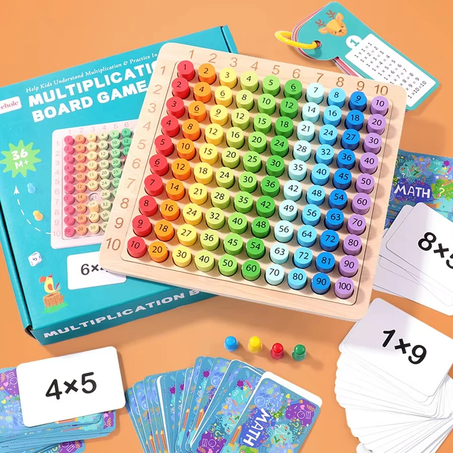 Montessori Wooden Math Toy: Multiplication Board Game for Kids’ Counting & Learning Education