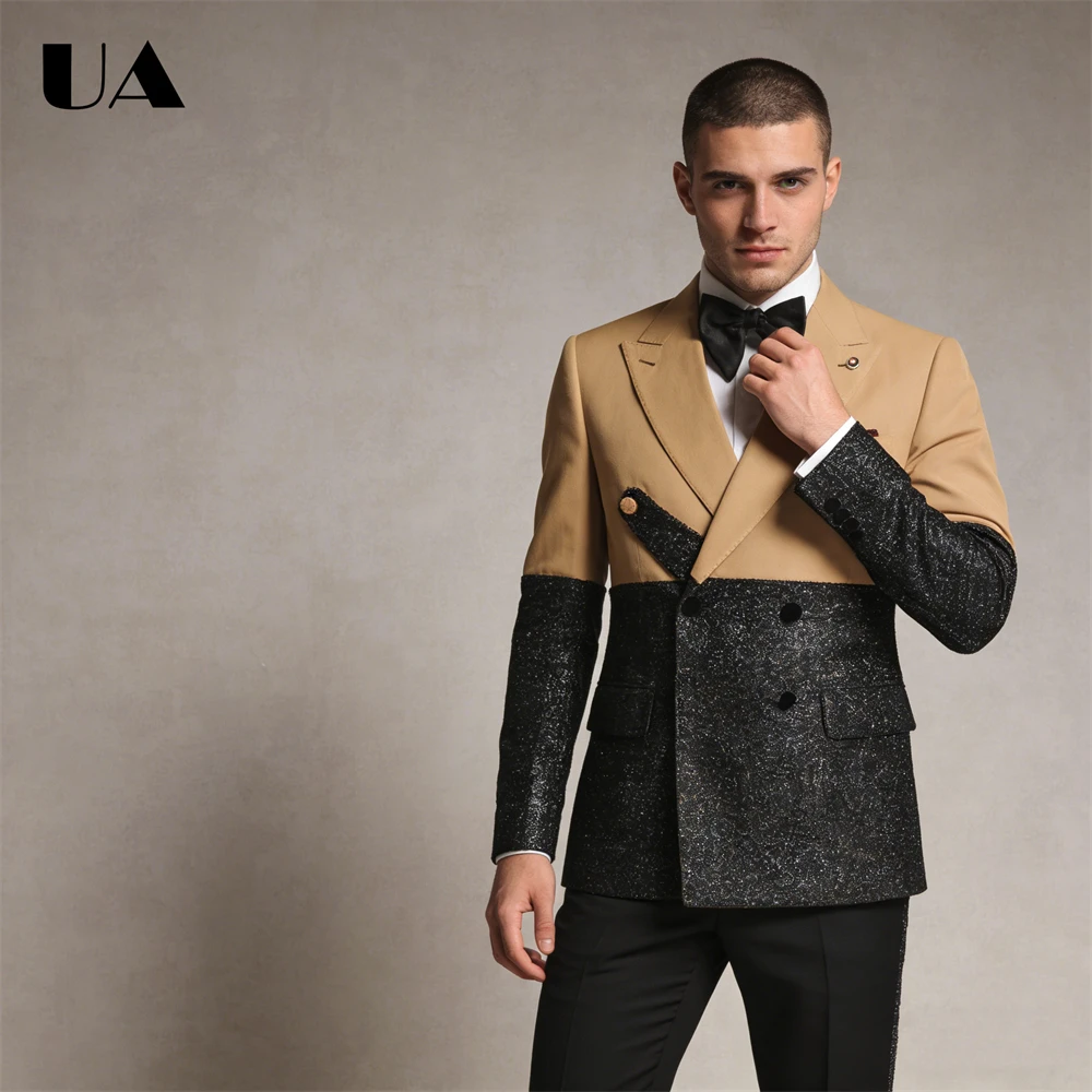 Ensemble de costume pour hommes, veste et pantalon brillants, vêtements pour occasions formelles pour hommes, costume de grand homme de grande taille, couleurs personnalisées de smoking