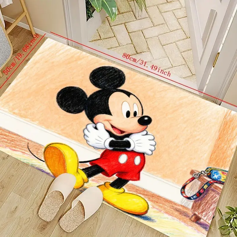 

1PC Cute Mickey Mouse Cartoon Character Doormat, Colorful Hand-Drawn Style Non-Slip Washable Floor Mat for Entryway Hallway Livi
